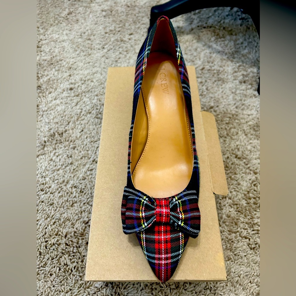 Jcrew Tartan Print Christmas kitten heels